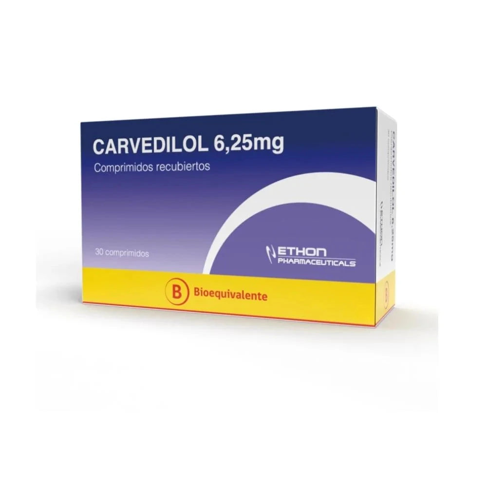 Carvedilol 6,25 mg x 30 comprimidos ETHON
